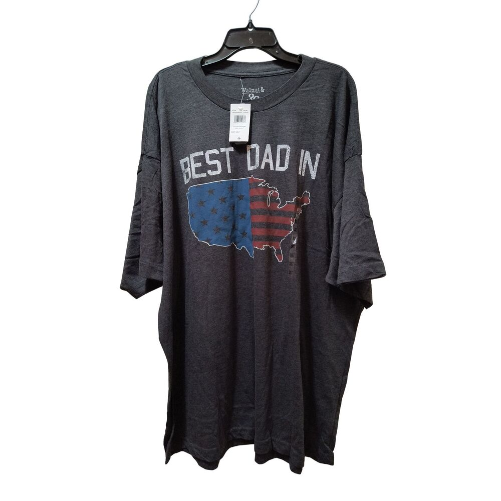 Walnut & 39th Best Dad in the USA Graphic T-Shirt Men's 3XLT Charcoal Gray